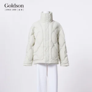 Customizable Logo Women's Winter Duck Jacket Sustainable Puffer Hooded Collar Waterproof Feature Polyester Lining Pattern