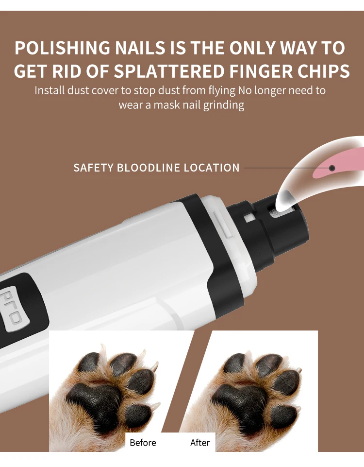 High Capacity 2000mah 2 Speed Usb Charging Electric Pet Nail Trimmer