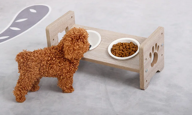 Фарфоровая керамическая миска для воды с деревянной рамой и регулируемой высотой для еды для собак, кошек, домашних животных
