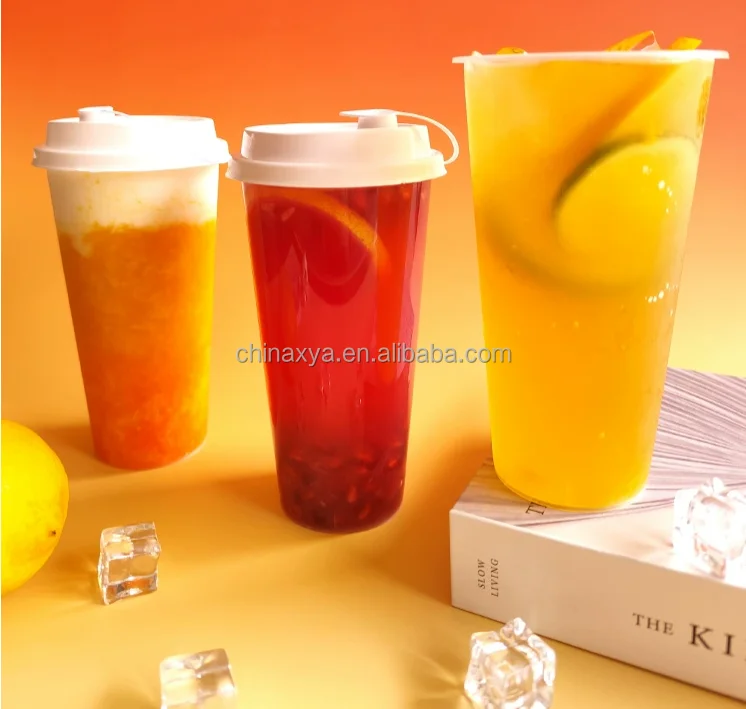 Beverage Single Wall Bubble Tea Printed Clear Reusable Plastic U Shaped Plastic Cup supplier