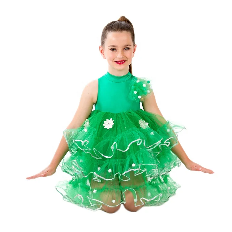 Christmas Tree Tutu Dress Baby Girls Organza Short Sleeve Girls Dance Ballet Dress Tutu Skirt for Performance Christmas Tree Tutu Dress Baby Girls Organza Short Sleeve Girls Dance Ballet Dress Tutu Skirt for Performance