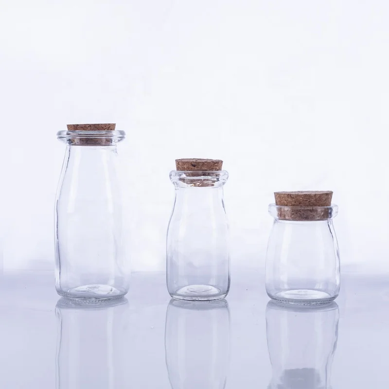 200ml clear Empty Round Milk Jar Glass Pudding Jar Jam Jar with Lid