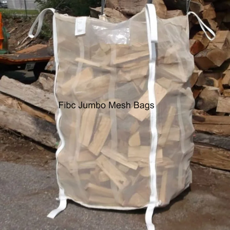 800L 1000L 1500L Ventilated FIBC Mesh Fire Wood Bags 1000kg Vented Firewood  Jumbo Mesh Net Log Bulk Bag
