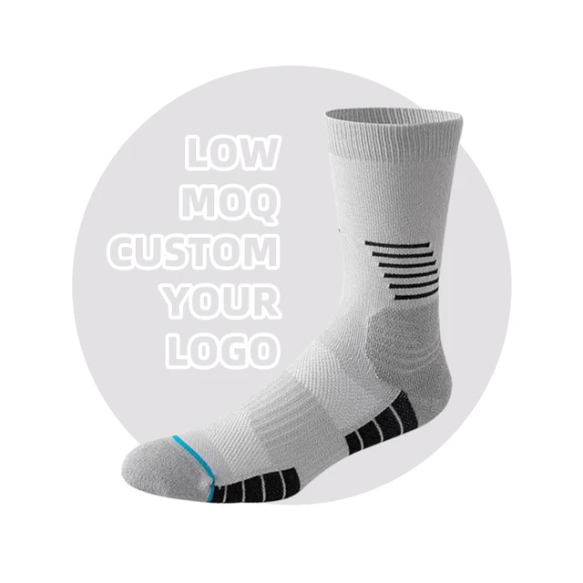 Custom Logo Professional Men High Quality Thick Socks Basketball White Sport Socks