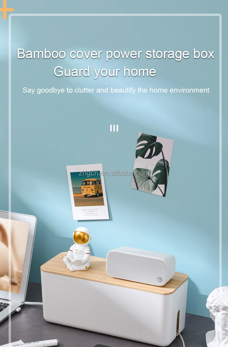 Multifunctional Wall-Mounted Cable Box Storage Set USB Charger with Rectangle Plastic Wire Rack Modern Design