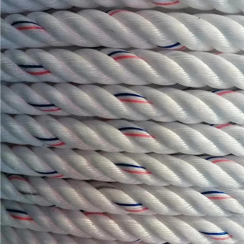 White Rope With Red Thread White String Red Blue Tracer 3 Ply Pp/ Nylon/polyester Twist Rope ...