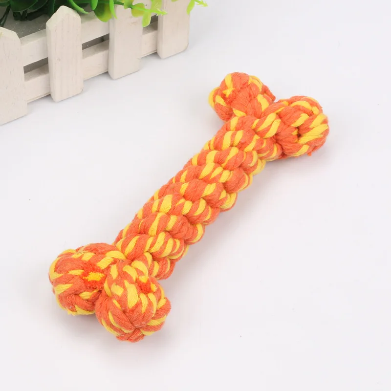 2025 New Pet Toy Colored Dog Bone Rope Knot Chew Resistant Cotton Rope Dog Toy