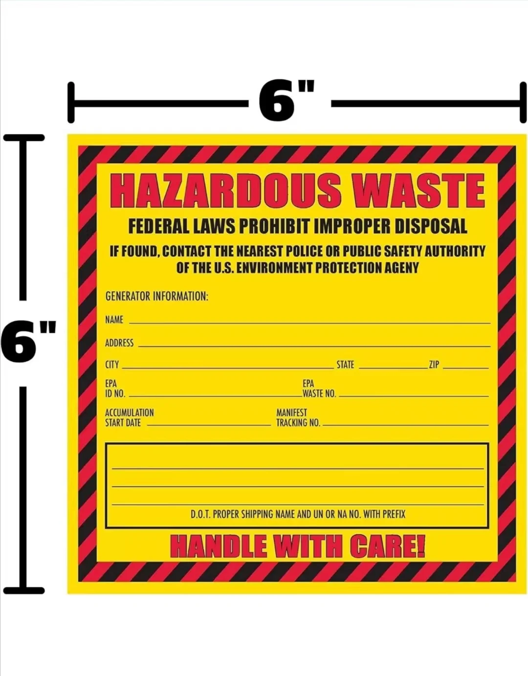 Hazardous Waste Labelling. Warning Label. Information Is Visible From A
