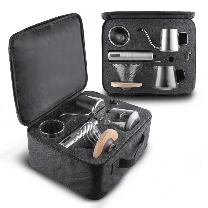 Outdoor Modern Pour Over Coffee Maker Gift Set Includes Kettle,Coffee