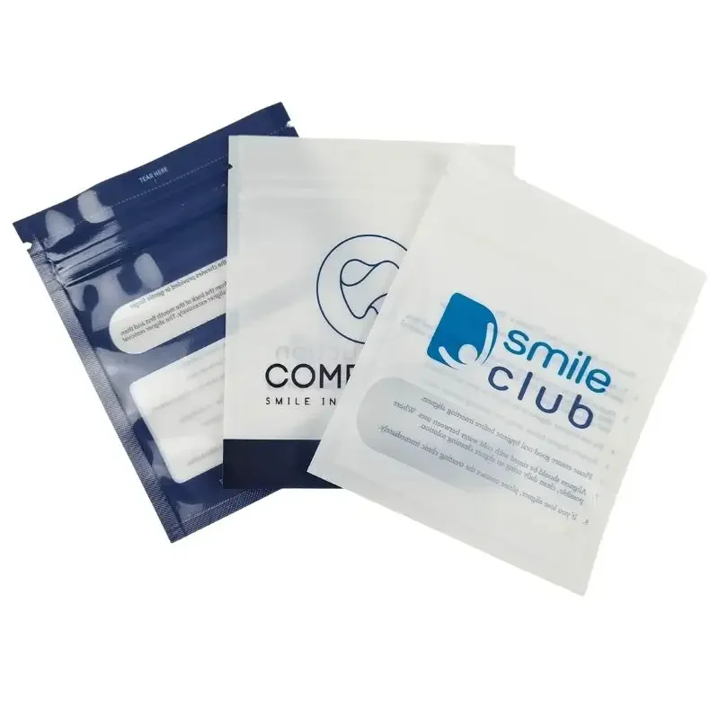 Aligner Packaging Zipper Bag Orthodontic Packaging Bag Frosted One Side Transparent Matt Mylar