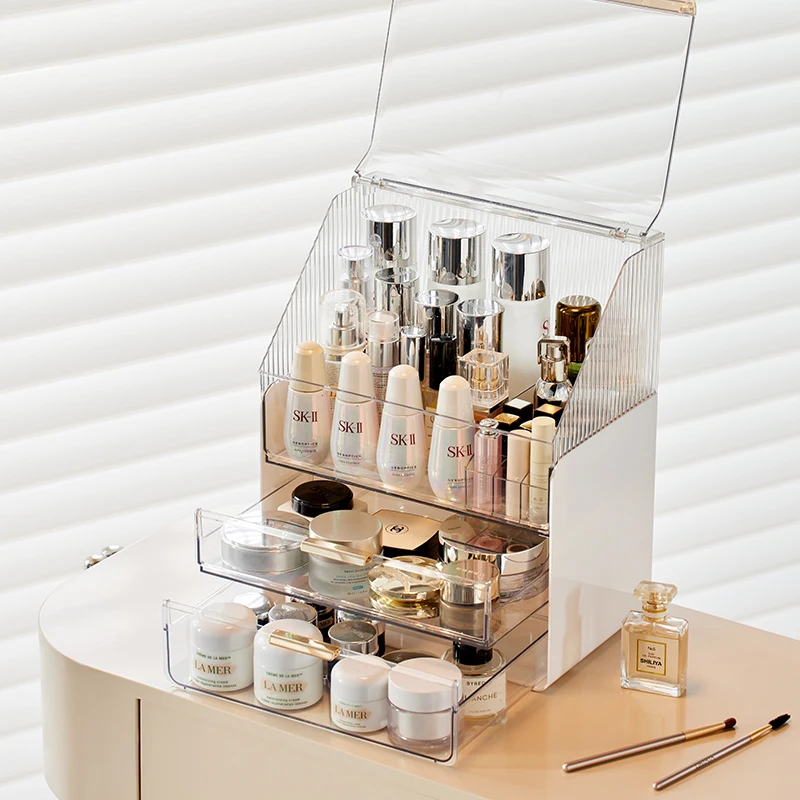 Clear Makeup Organizer Cosmetics Storage Box Skin Care Large Layered Plastic Cosmetic Organizer Rectangle
