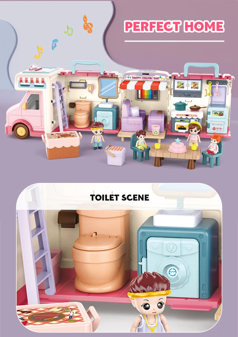 Chengji Toys Girls Pretend Play Sliding Touring Truck Plastic Miniature