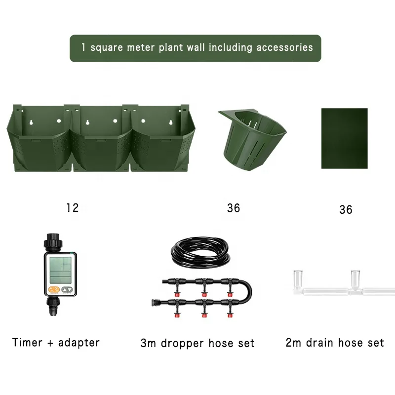 Vertical Planter Wall Irrigation System Automatic Irrigation Kit with Timer Drain Pipe Drip Irrigation Garden Wall Plant Pot