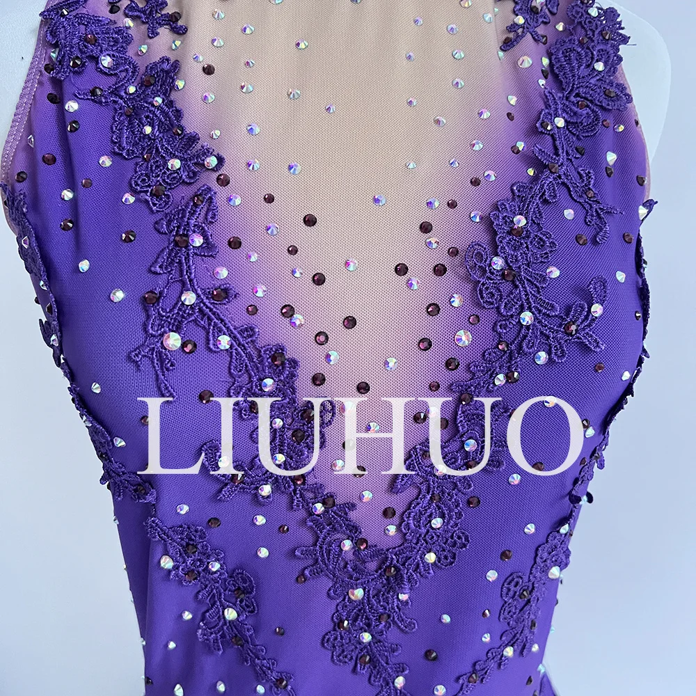 strapless open back dress Ombre Purple Figure Skating Dress Long Sleeves BSU06082 Size Adult Sma –  Boutique Step Up