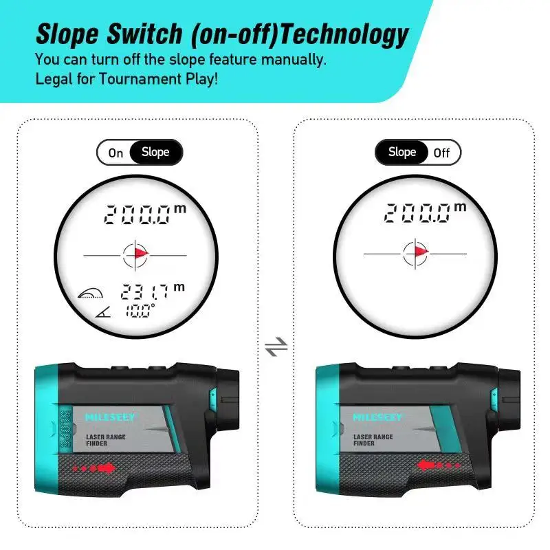 Mileseey PF260 Golf Laser Rangefinder 650 yard Slope Adjusted Mode Laser Distance Meter telescope Rangefinder for Hunting