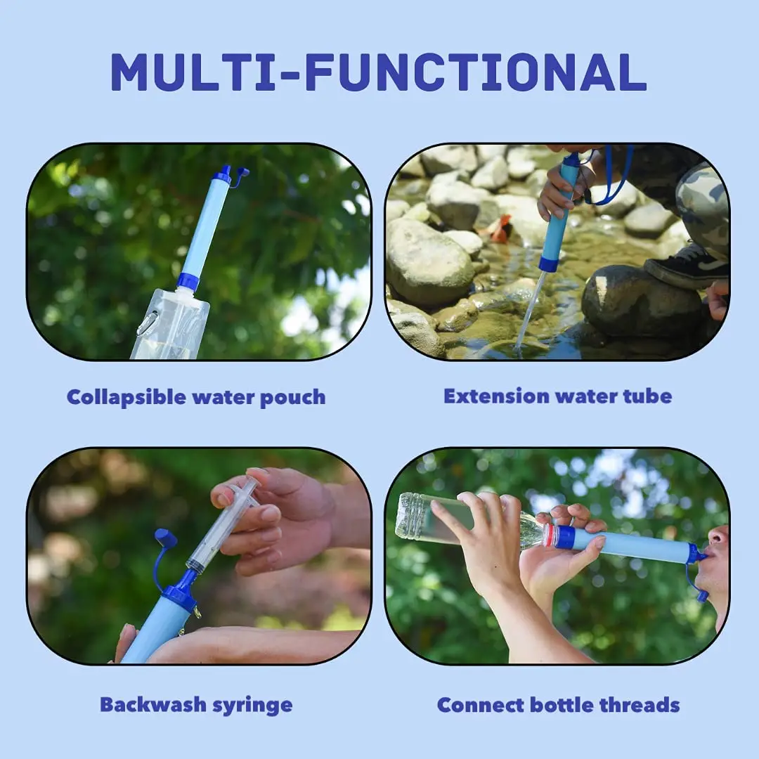 Personal Water Filter Straw Portable Filtration Emergency Survival Gear