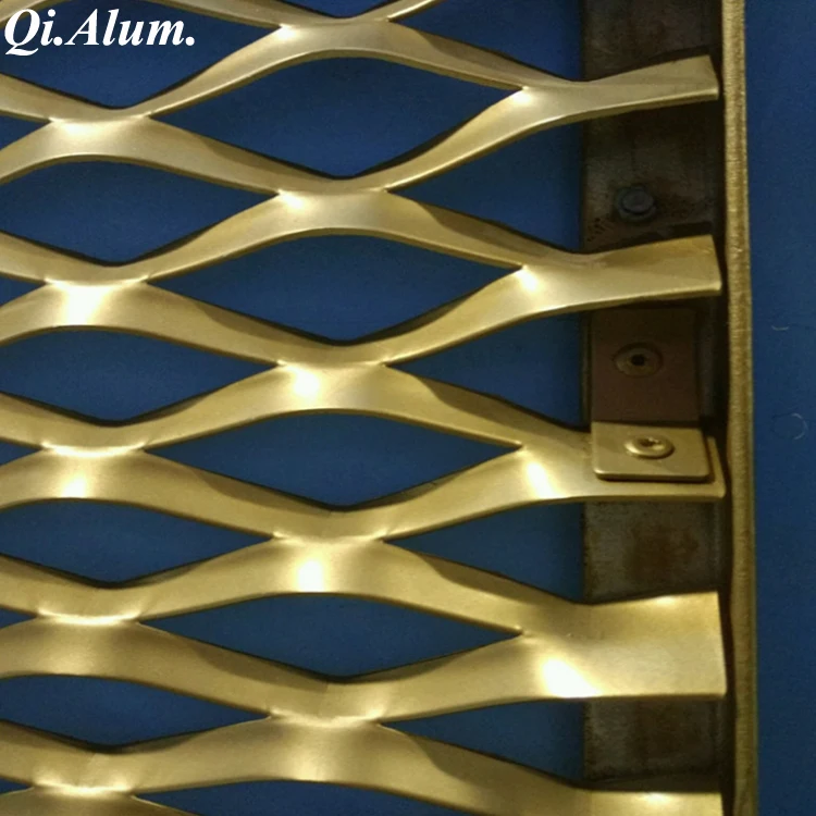 Popular golden expanded aluminum metal mesh 3MM pvdf coated