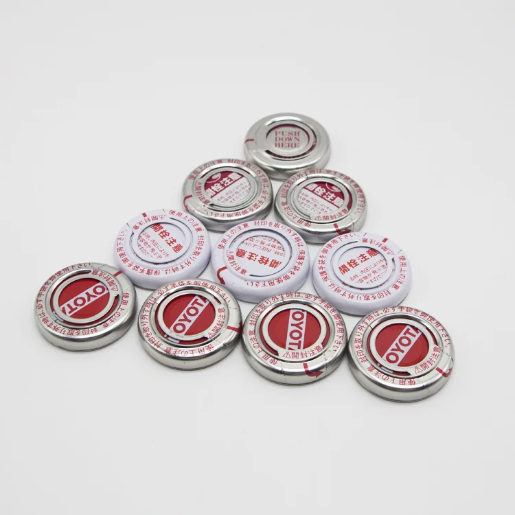 42mm Metal Cap Seal B40 Metal Cap Japan Engine Oil Tin Cans Metal Squeeze Caps Finger Press Lids for Engine Oil Can