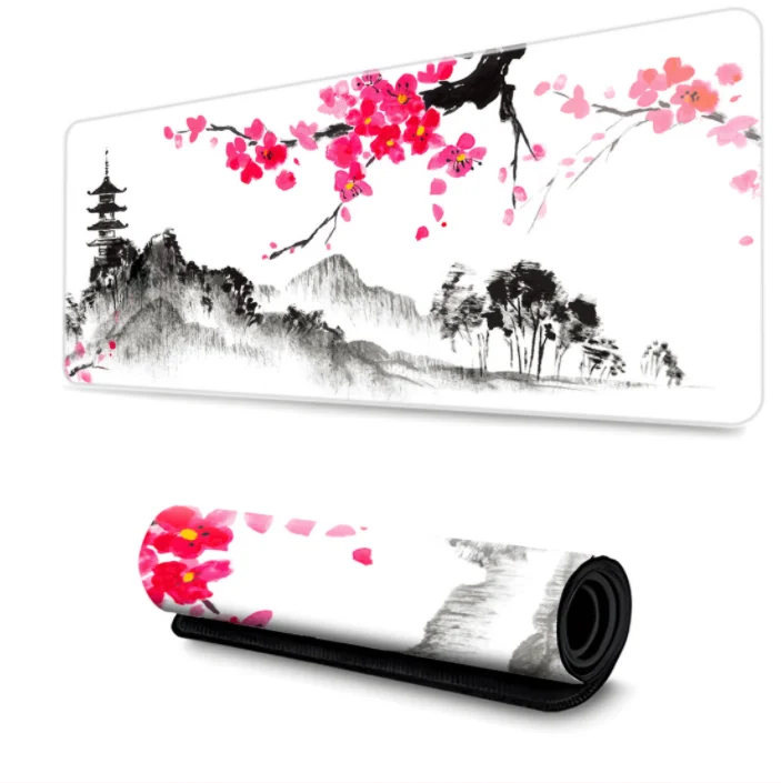 Black White Cherry Blossom Mouse Pad Japanese Sakura Death Life