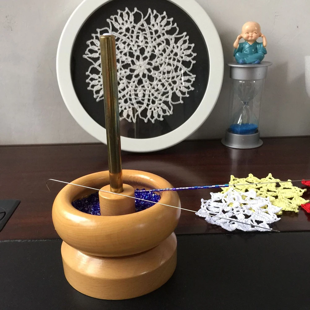 Wooden Manual Bead Spinner For DIY Jewelry Making Tools Spinner Holder