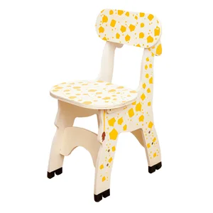 Multi-functional Cute Giraffe Wooden Backrest Chair Set New Furniture Educational Learning Toys for Kids Toddler Boys & Girls