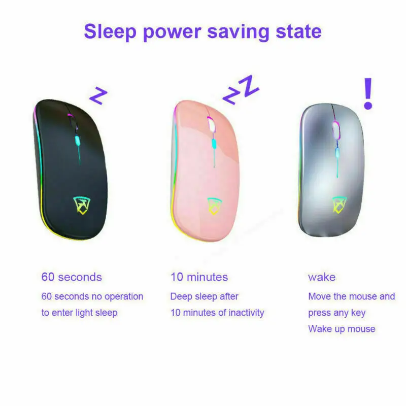 Wireless Gaming Mouse - Rechargeable, 2400 DPI, 7 Buttons, LED Lights, Silent Clicks For PC & Laptop