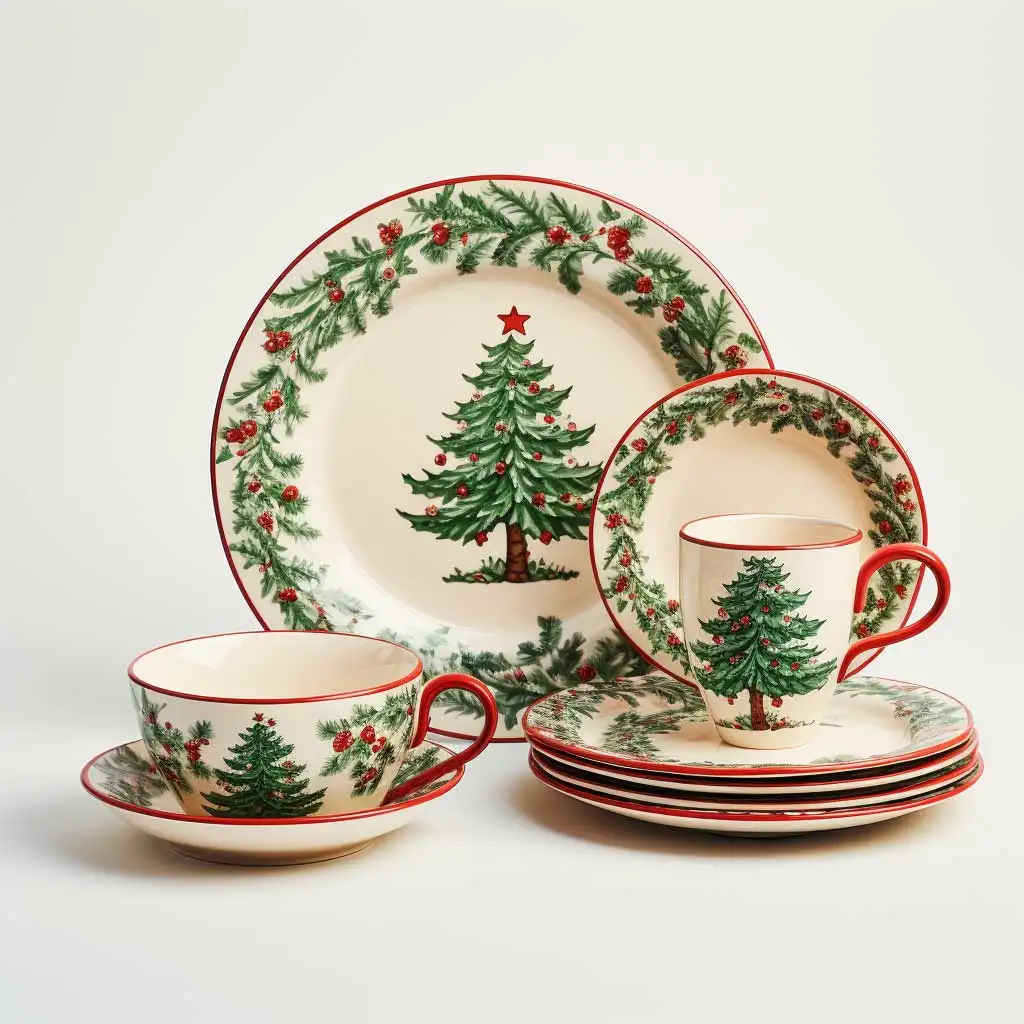 Custom Christmas Tree Dinnerware Set,Porcelain Christmas Gift Dinner ...