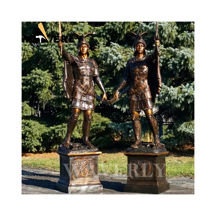 Outdoor Garden Park Ancient Roman Soldier Figure Statues Casting Bronze