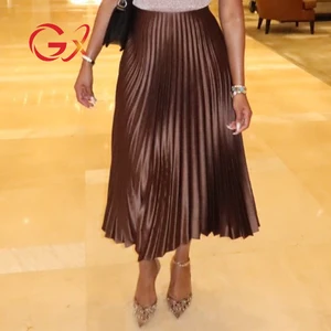 GX11196 Fashion 2026 Street Wear Summer Clothing Boutique Vintage Ladies Casual Pleated Long Women Maxi Skirt