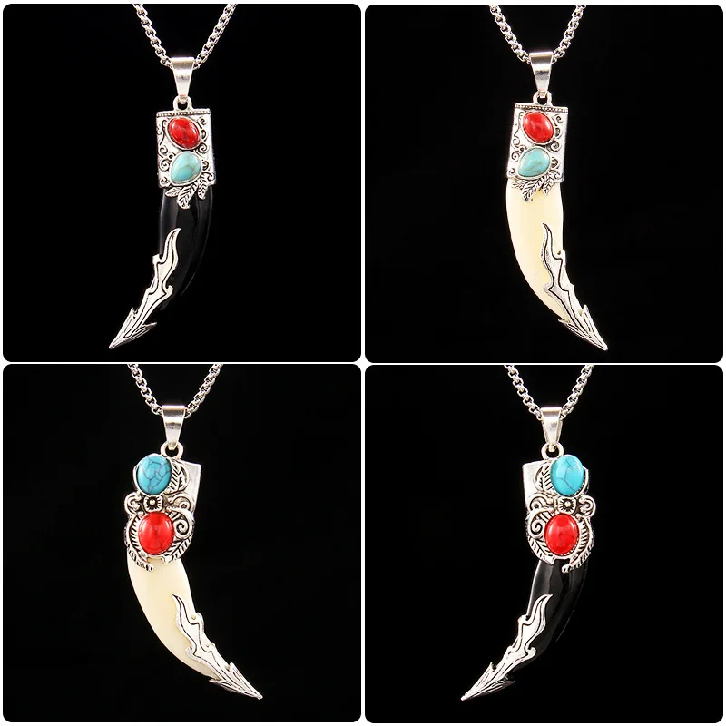 Wolf Tooth Pendant Necklaces For Men Stainless Ste... - Grandado