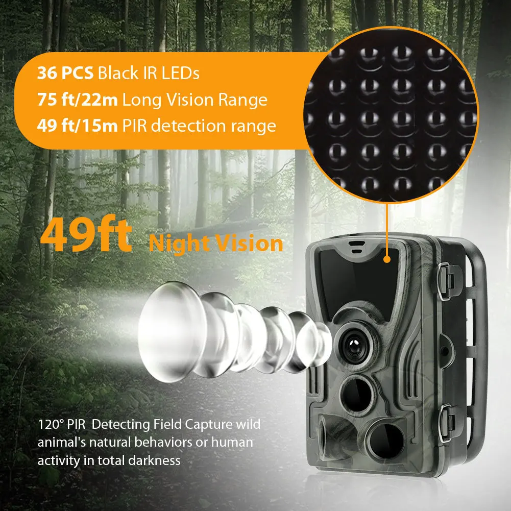 Trail Game Camera 24MP 1080P Full HD IP65 Waterproof Hunting Scouting Cam Trap Camera for Wildlife Watching