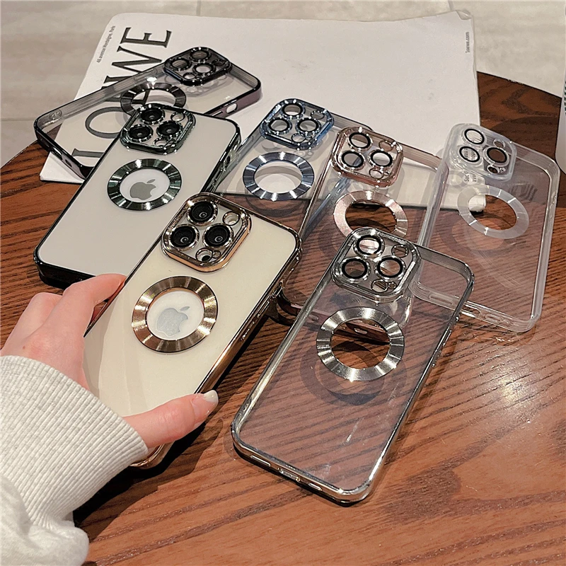 Luxury Square Frame Plating Clear Phone Case for iPhone 12 11 