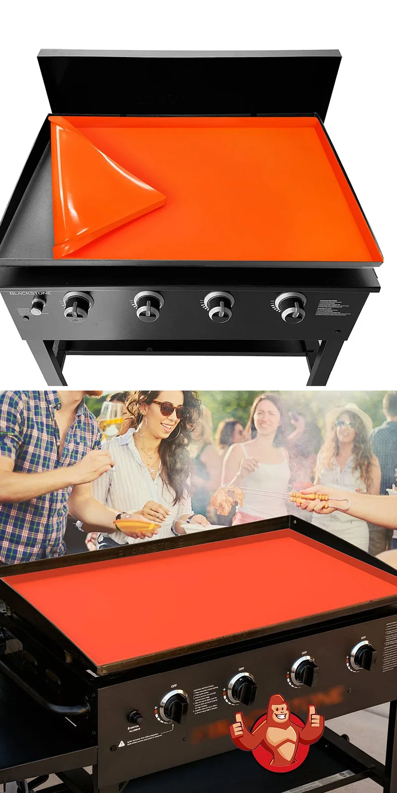 Black Stone Silicone Barbecue Grill Mat Machine-Made Charcoal Plate Protection Oil Drainage Protective Tool Mat for Barbecue manufacture