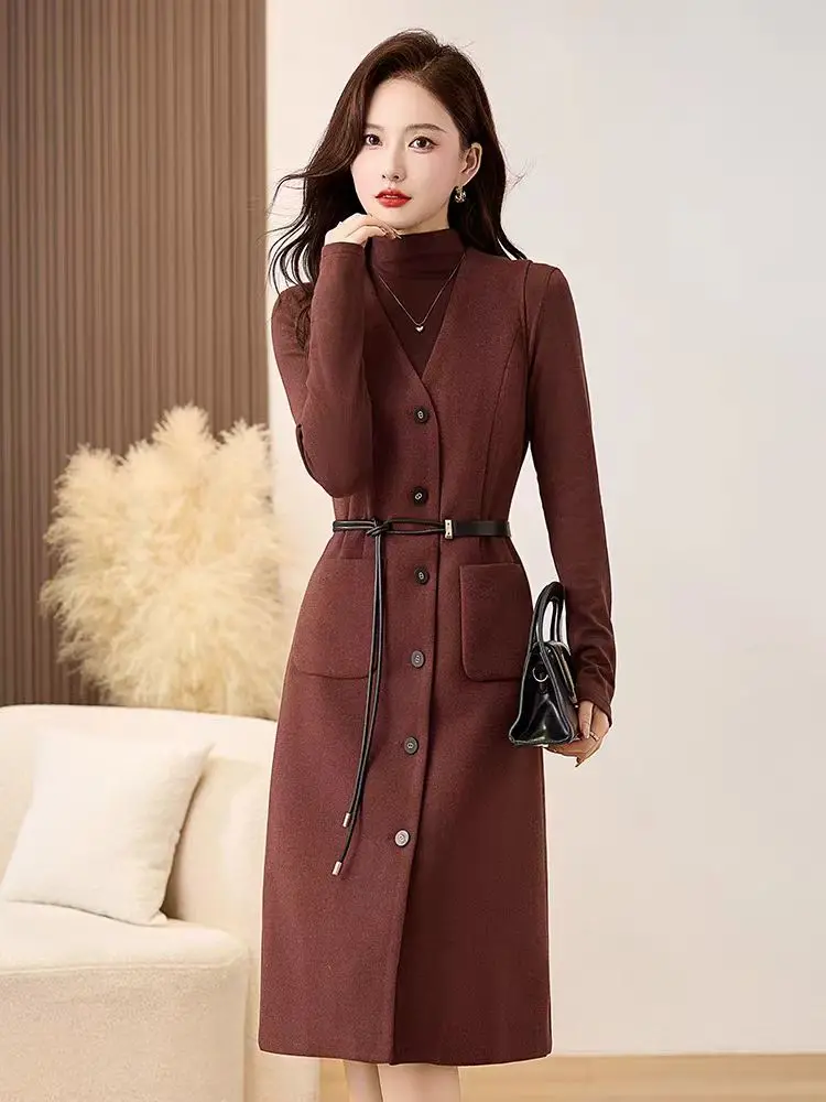 Women's Long-Sleeved Two-Piece Vest Dress for Autumn and Winter New Release with Temperament