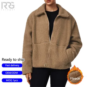 Roregal Women's Thickened Sherpa Fleece Jacket Cozy Casual Open-Front Shirt Collar Warm Coat for Fall/Winter Outdoor Running