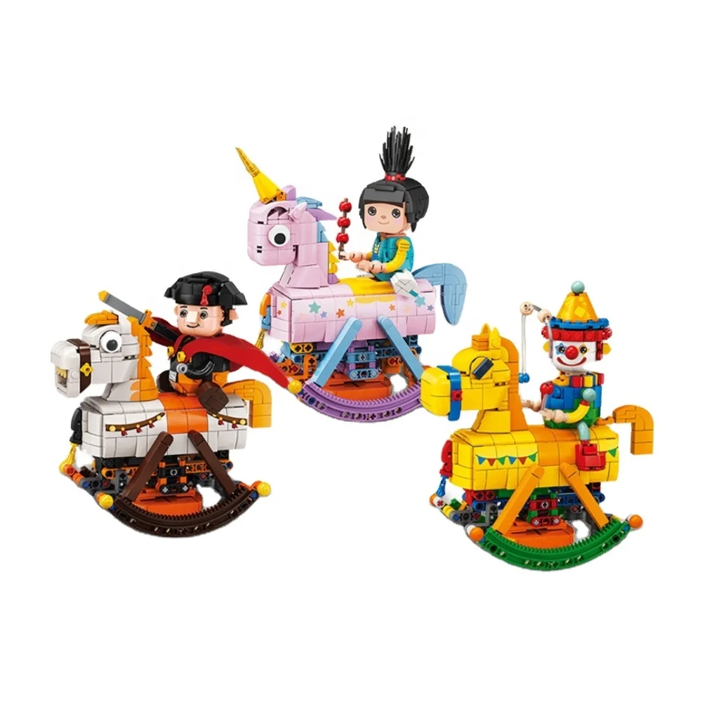 Cute Cartoon Character Building Block Set Small Particle Napoleon Clowns Model Educational Trojan Horse Toy for Kids Block Gifts