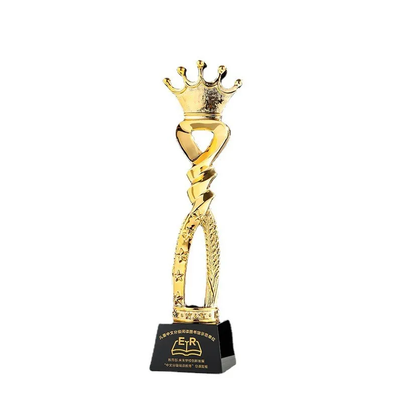 Factory New Design Crown Crystal Resin Trophy With Black Crystal Base