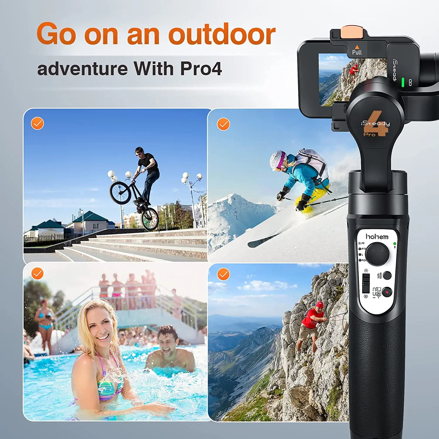Hohem Isteady Pro4 Stabilize Gopro and DJI Action Cams