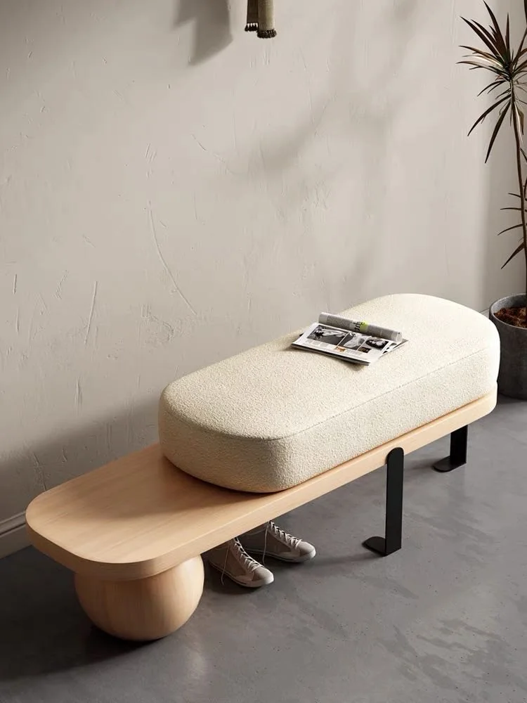 Japanese Nordic Creative Personality Long Bench Solid Wood Shoe Stool Household Door Wear Shoe Stool Entry Lounge Low Stool
