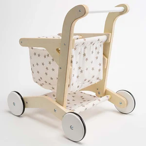 EDULAND Wooden Educational Pretend Role Toy Manufacturer Baby Walker Early Learning Simulation Cart Toddler Shopping Trolley