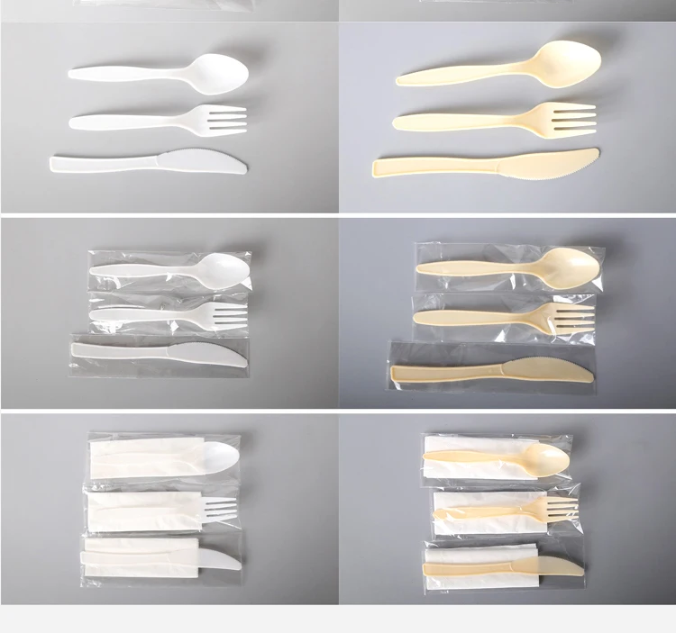 Disposable Restaurant Individually Wrapped Plastic Cutlery Set Ps Forks