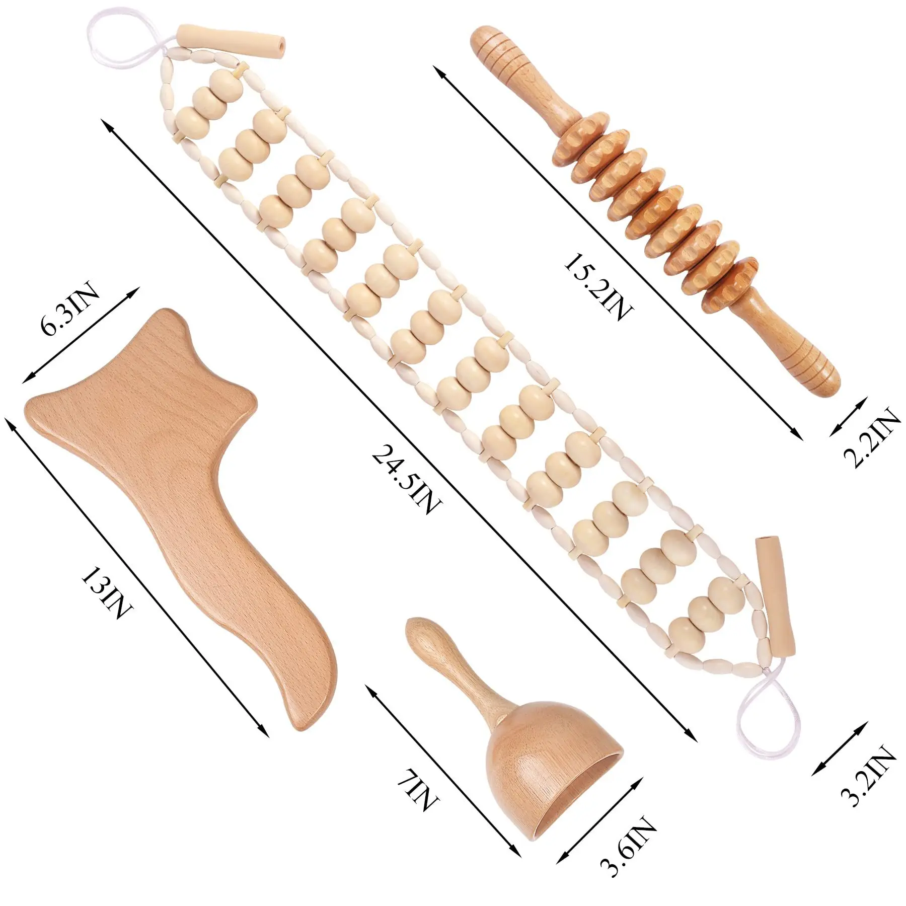 Whole Body Dredge Meridians Collaterals Wood Massage Stick Wood Back Therapy Body Massage Kit Lymphatic Tools