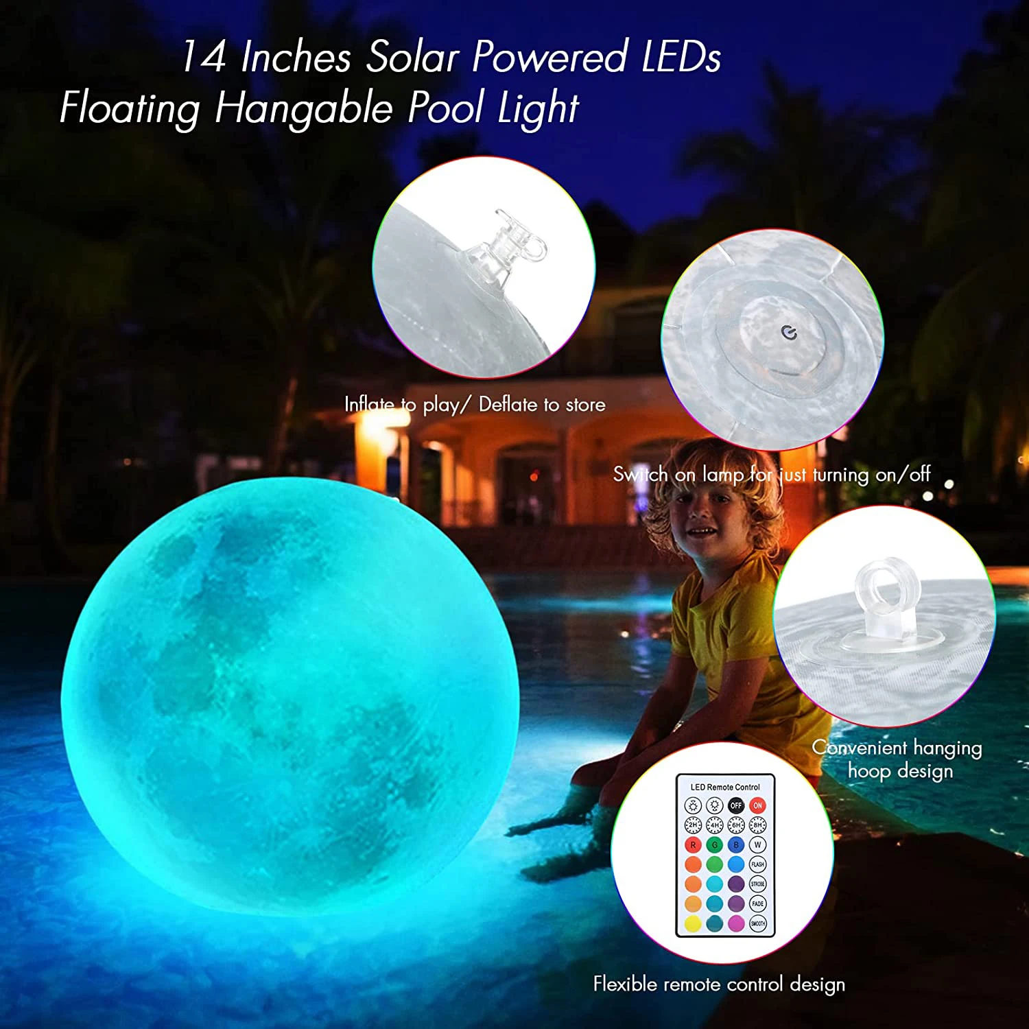 Factory Wholesale Led Solar Swimming Pool Ball Lights Foldable Outdoor ...