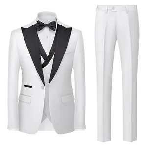 Men's European and American Style Three-Piece Dress Set Korean Slim Suit with One Buckle for Weddings Plus Size Colorful