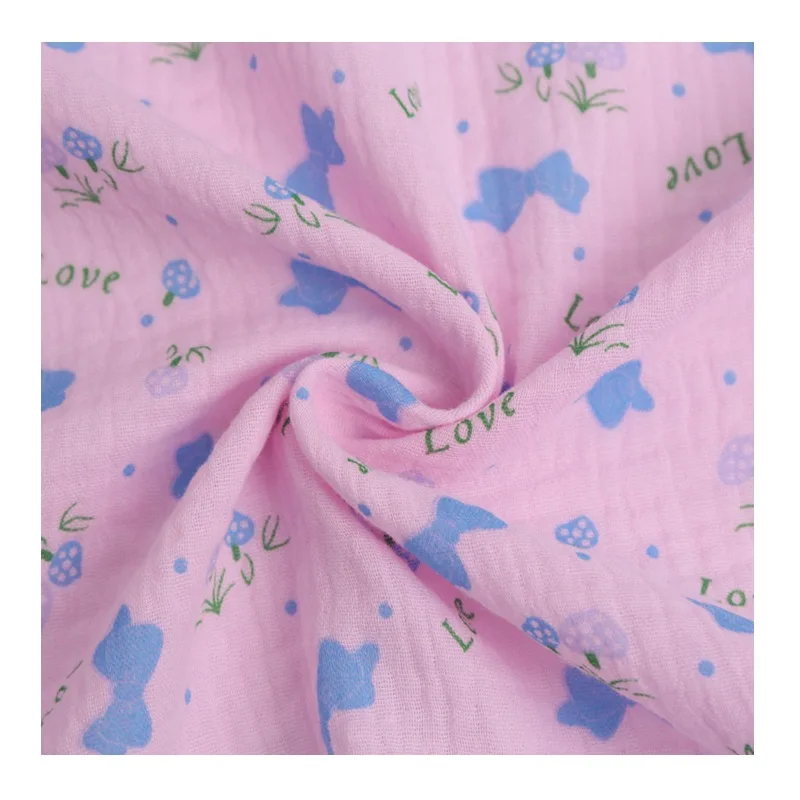 Высококачественная дышащая хлопчатобумажная креп-ткань с цветочным принтом на метрах, материал Seersucker для детской одежды «сделай сам»
