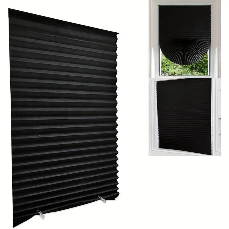 High Quality Modern Blackout Pleated Blinds Black Window Shades for Office Home Factory Supplier in US UK