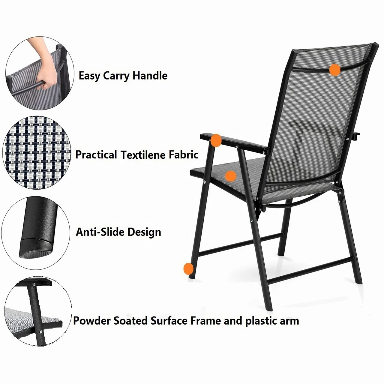 Wholesale 4-Pack Patio Folding Chairs Portable for Outdoor Camping