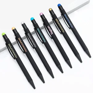 Business Gifts Soft Rubber Metal Promotional Ball Point Aluminum Touch Stylus Custom Logo Ballpoint Pens for Stationary