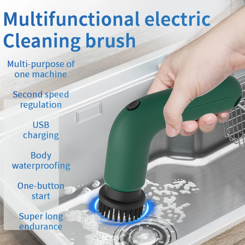 Electric Spin Rechargeable Automatic Cordless Kitchen Rotating Cleaning