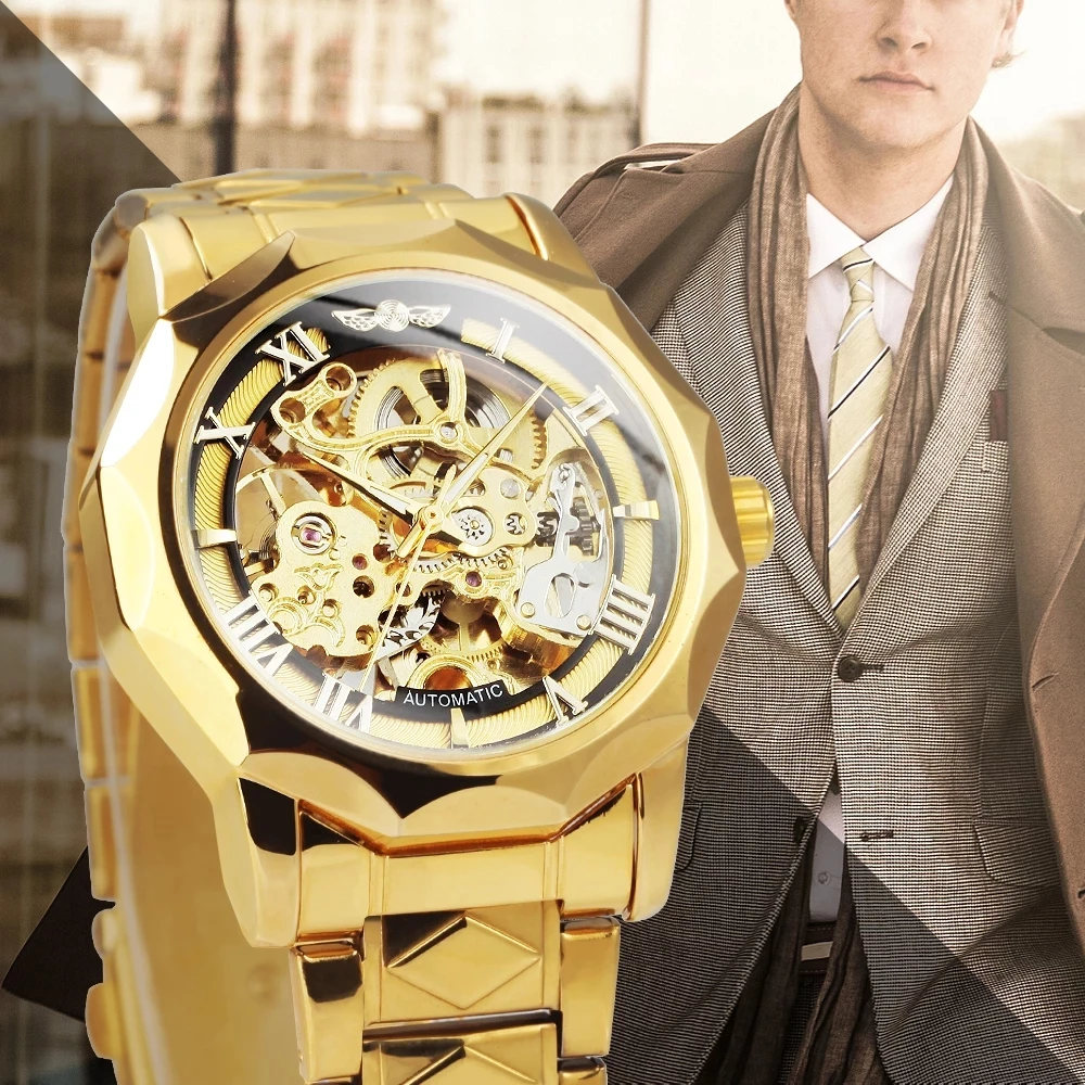 Forsining Orologio Meccanico Automatico Uomo | Acciaio Inox Con Incisioni Laser | Impermeabile 30M | Vetro Minerale